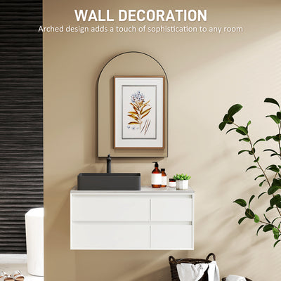 HOMCOM 60 x 90cm Arched Home Mirror - Black 