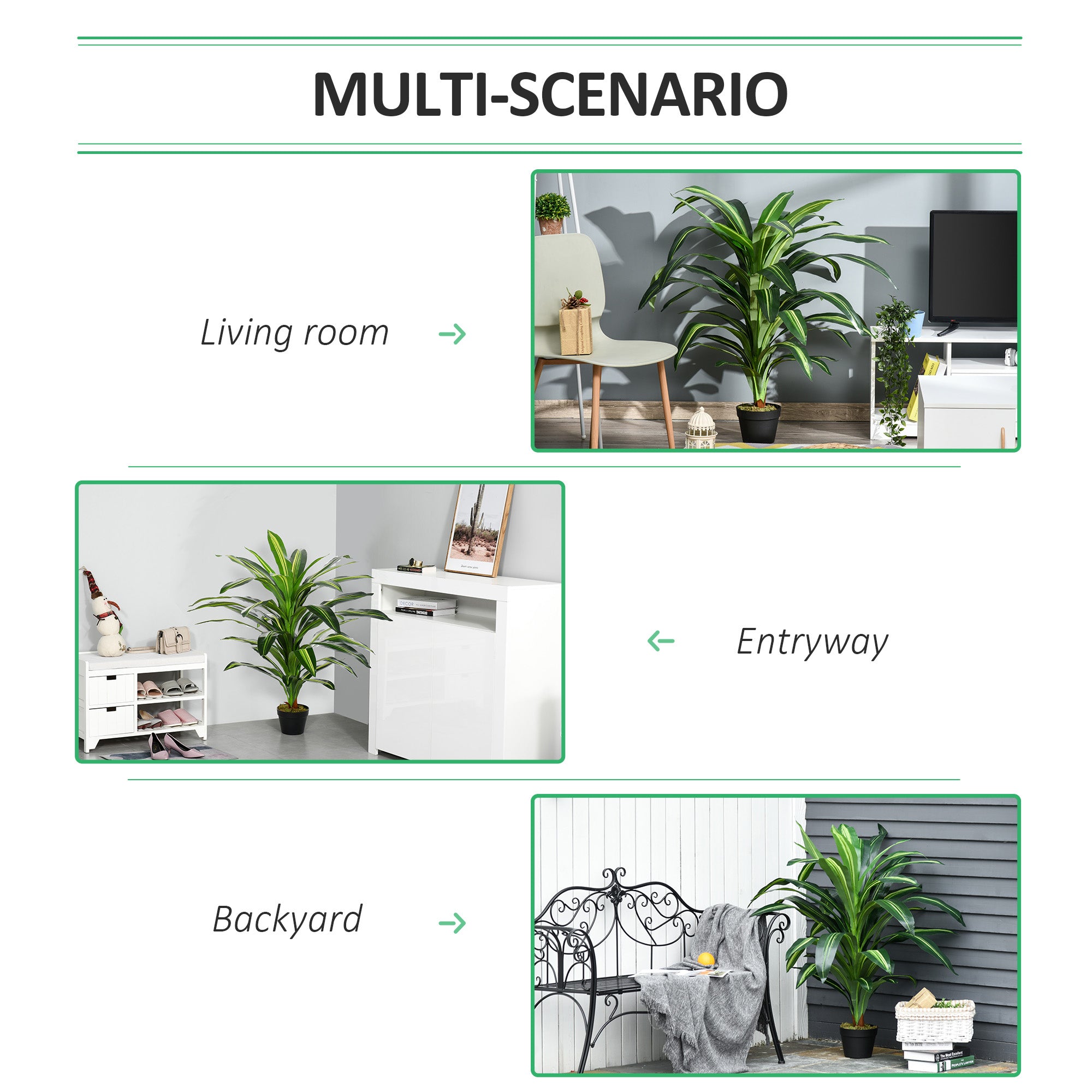 Outsunny Set of Two Artificial Dracaena Plants 