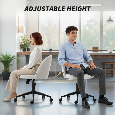 HOMCOM Teddy Fleece Office Chair with Wheels - Cream White 