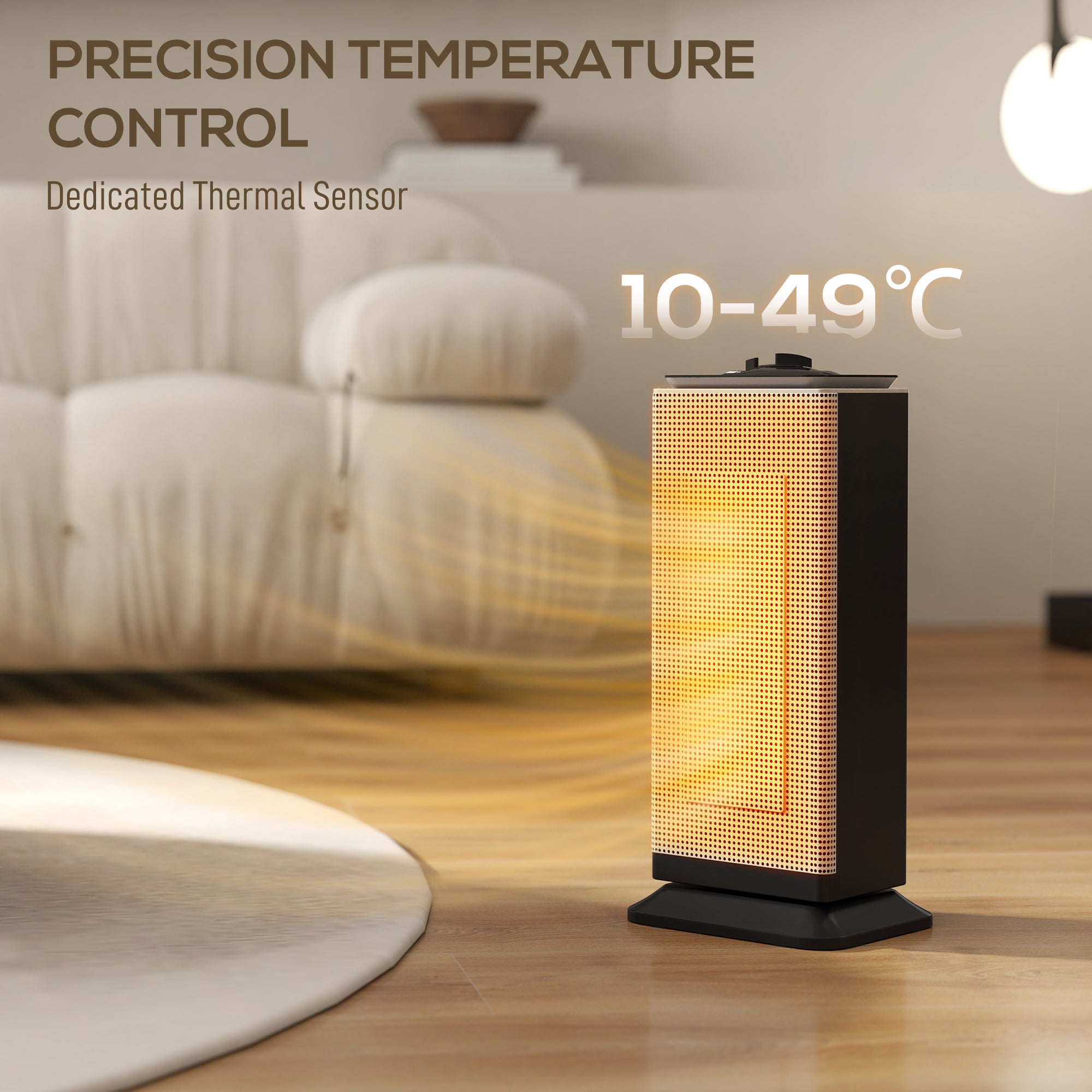HOMCOM 2000W Ceramic Electric Heater with Fan, Oscillation - Black 