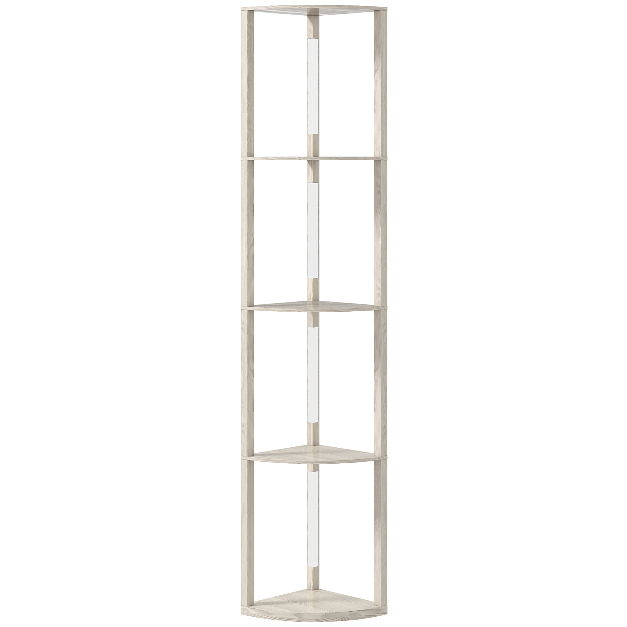 HOMCOM Corner Floor Lamp for Living Room Bedroom with Dimmable Warm White LED Light, Modern Tall Standing Lamp, Oak