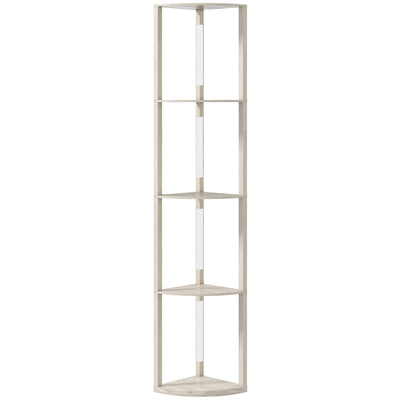 HOMCOM Corner Floor Lamp for Living Room Bedroom with Dimmable Warm White LED Light, Modern Tall Standing Lamp, Oak 