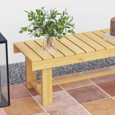 Outsunny 1 Piece 2-seater Outdoor Indoor Wooden Garden Bench Fir Patio Loveseat, 110L x 38W x 35Hcm, Natural 