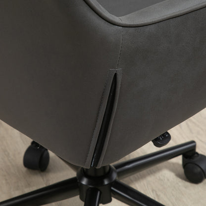 Vinsetto Office Desk Chair, Leather-Feel Fabric Computer Swivel Chair with Rolling Wheels and Adjustable Height for Home, Grey 