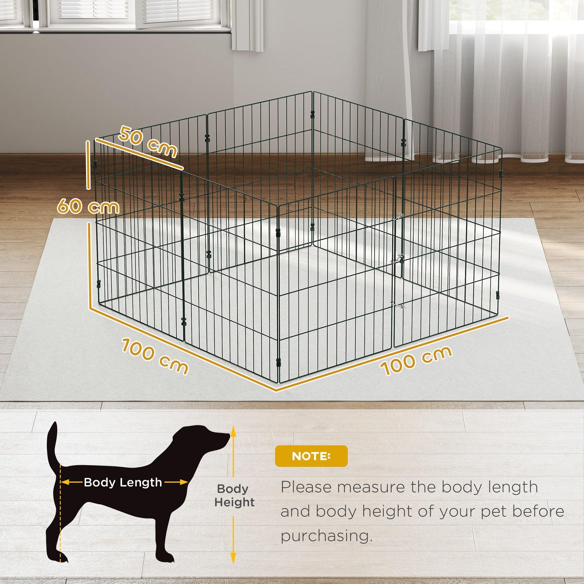 PawHut 8 Panel Pet Playpen for Small Dogs Indoor Outdoor 60 cm Height 
