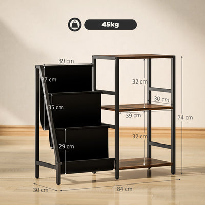 HOMCOM 3-Tier Record Player Stand, End Table for Living Room, Bedroom - Rustic Brown 
