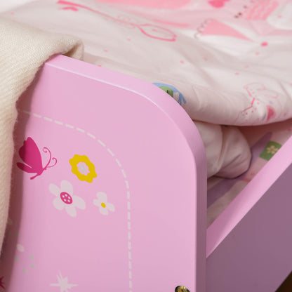 HOMCOM Kids Bed Princess Castle Theme w/ Side Rails Slats Home Furniture for 3 - 6 Yrs Pink 143 x 73 x 60 cm 