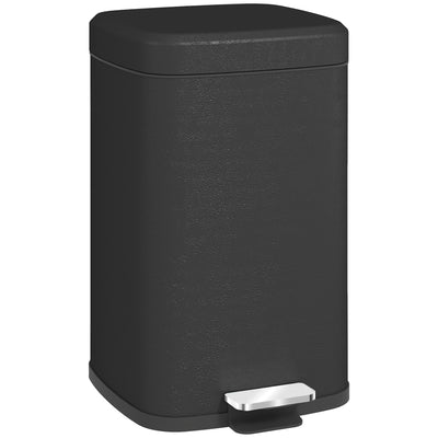 HOMCOM 20L Modern Boxy Metal Home Kitchen Bin - Black 