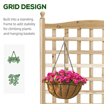 Outsunny Garden Planters with Trellis for Climbing Vines, Wood Raised Beds for Garden, Flower Pot, Indoor Outdoor, Natural 