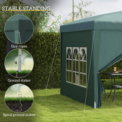 Outsunny 3 x 3m Pop Up Gazebo, Wedding Party Canopy Tent Marquee with Carry Bag and Windows, Green 