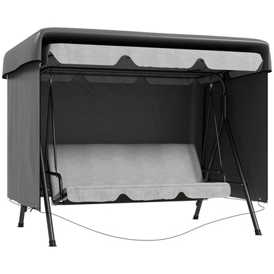 Outsunny Patio 3 Seater Swing Chair Bench Cover Outdoor Garden Furniture Rain Protection Cover Protector Waterproof Anti-UV, 215L x 155W x 150Hcm, Dark Grey 