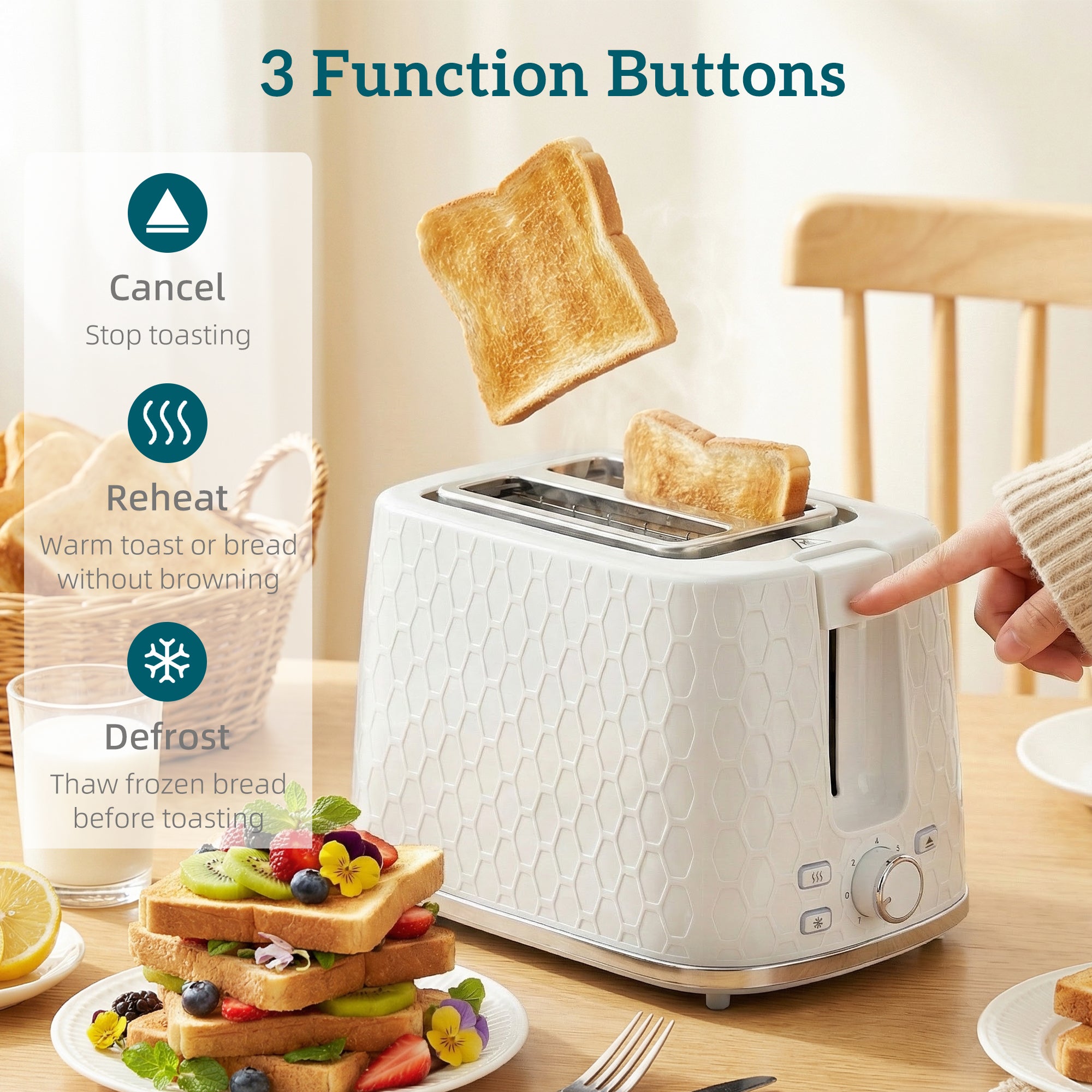 HOMCOM Kettle and Toaster Set, 1.7L 3000W Rapid Kettle with Limescale Filter, 2 Slice Toaster with 7 Browning Controls, Cream 
