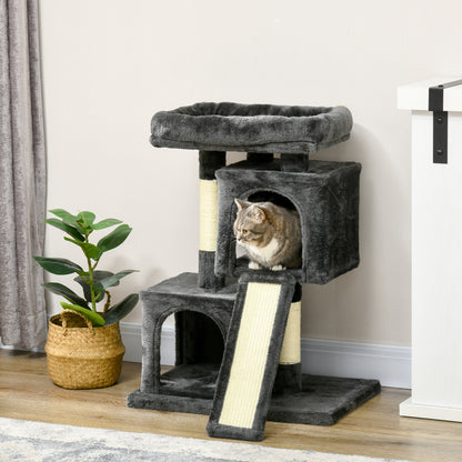 PawHut Cat Tree for Indoor Cats 83cm Cat Scratching Post Scratch Board Kitten Tower Climbing Frame Black 