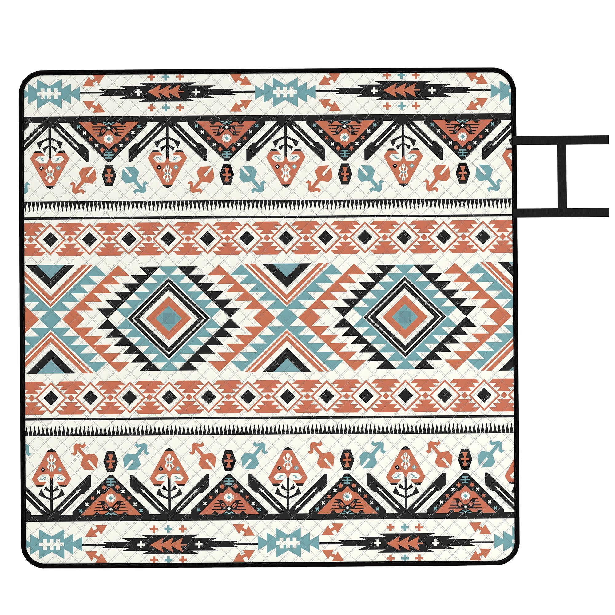 Outsunny Picnic Blanket, 200x200CM Large Beach Blanket Outdoor Picnic Mat with Integrated Strap for Camping, Mix-Colour 