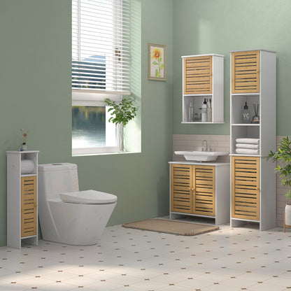 HOMCOM Bathroom Cabinet with Toilet Paper Holder - White