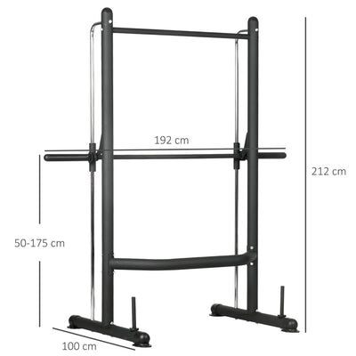 HOMCOM Adjustable Squat Rack, with Pull Up Bar, Barbell Bar for Home Gym 