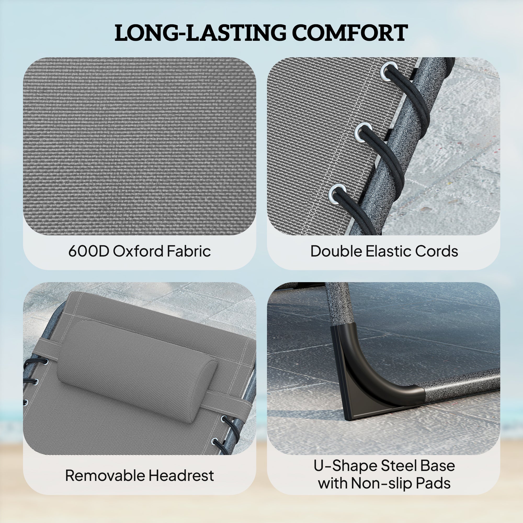 Outsunny Five-Position Reclining Sun Loungers Set of 2 - Grey 