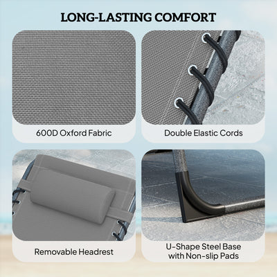 Outsunny Five-Position Reclining Sun Loungers Set of 2 - Grey 
