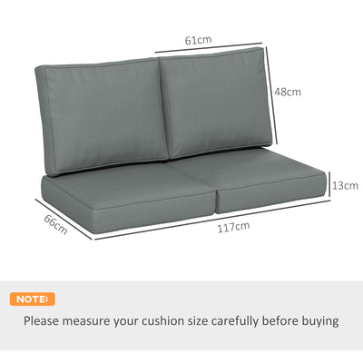 Outsunny 2 Seater Back and Seat Cushion Pillows Replacement, Patio Chair Cushions Set for Indoor Outdoor, Charcoal Grey 