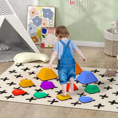 AIYAPLAY 11-Piece Heart-Shaped Kids Balance Stepping Stones and Motor Skills, Multicoloured 