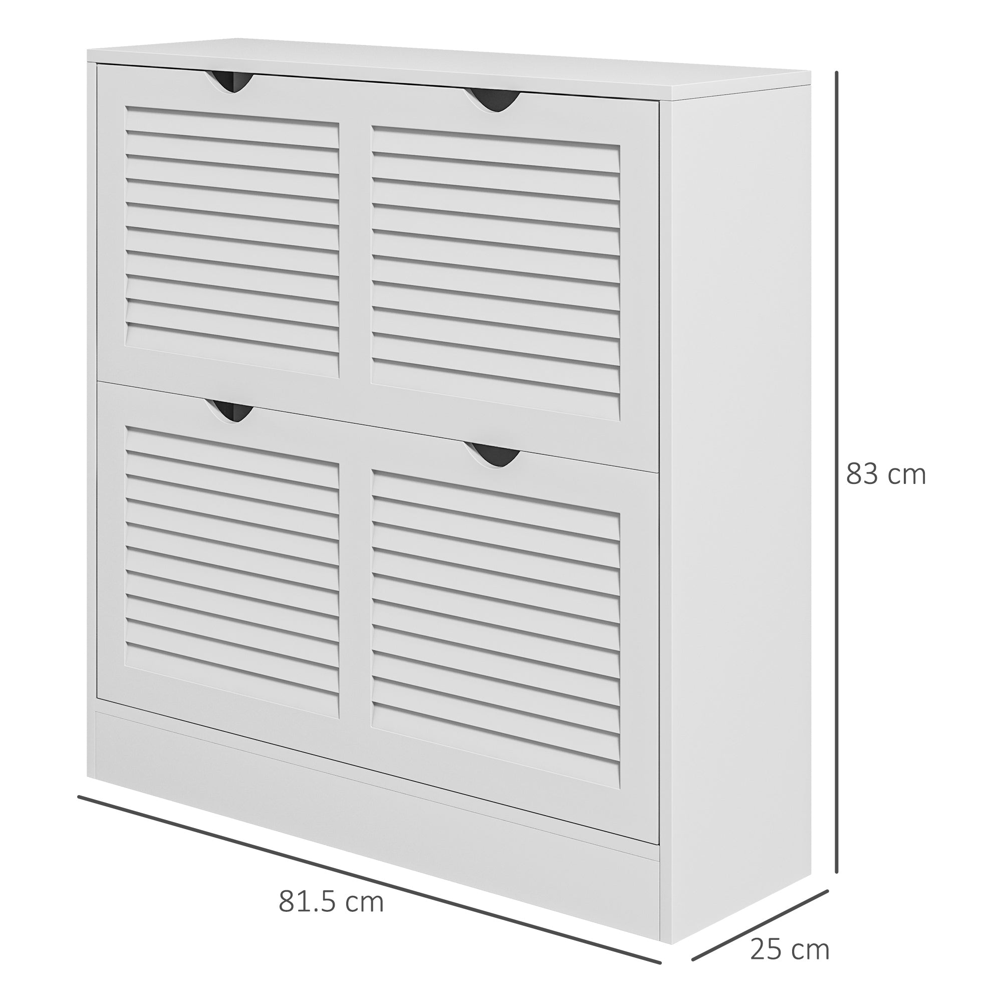 HOMCOM 2 Drawers Entryway Shoe Cabinet, Narrow Shoe Storage Cabinet with 2 Flip Drawers, Louvred Door Design and Adjustable Shelves for 16 Pairs of Shoes, White 