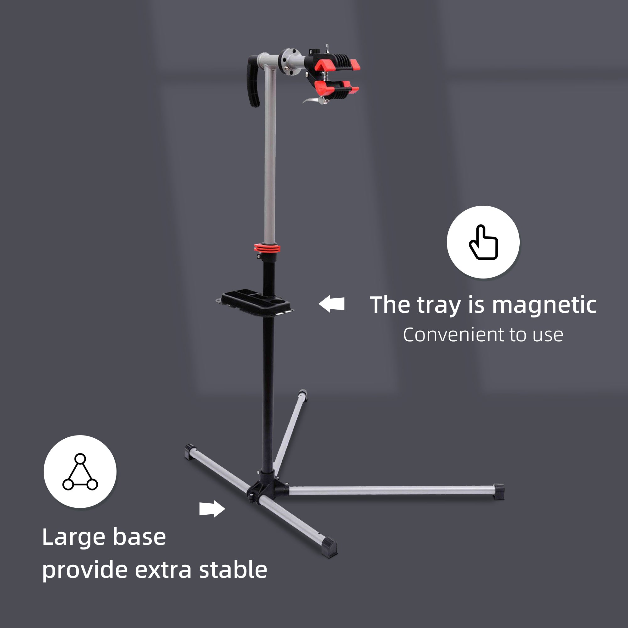 HOMCOM Bike Repair Stand Workstation, Bicycle Maintenance Workstand, Height Adjustable, with Tool Tray & 360° Rotating Adjustable Clamp for Home Mechanic Workshop 