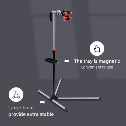 HOMCOM Bike Repair Stand Workstation, Bicycle Maintenance Workstand, Height Adjustable, with Tool Tray & 360° Rotating Adjustable Clamp for Home Mechanic Workshop 