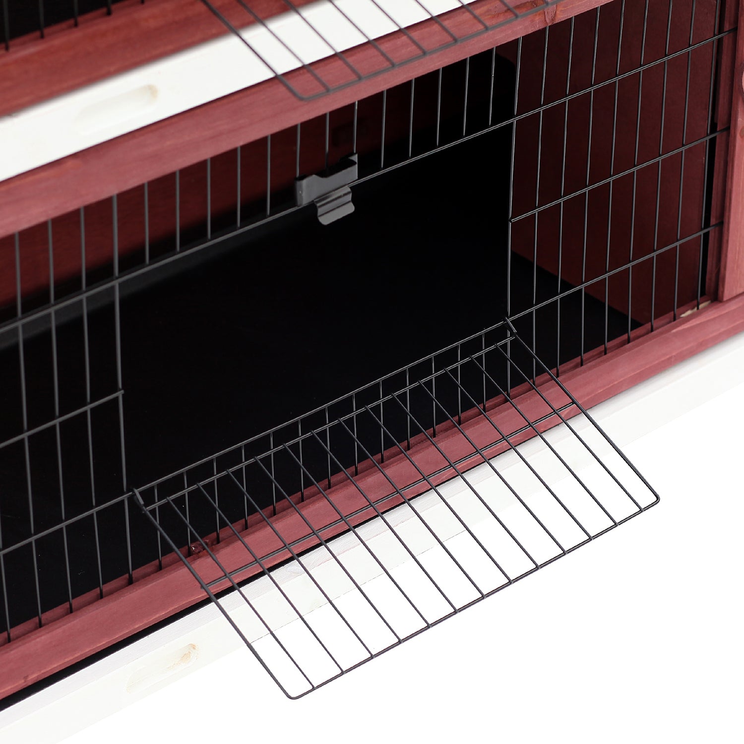 PawHut Rabbit Hutch Outdoor 2-Tier Guinea Pig Cage Bunny House Cage with No-Leak Trays for Indoor and Outdoor 136 x 50 x 93cm 