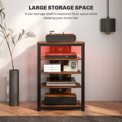 HOMCOM 4-Tier Corner TV Stand with Storage, LED Lights, Cable Management, Small TV Unit Entertainment Centre for TVs up to 29", for Living Room, Bedroom 