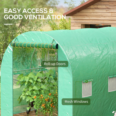 Outsunny Sprinkler System Polytunnel Greenhouse, 3 x 2m, Green 