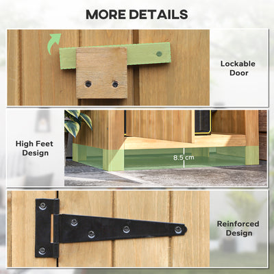 Outsunny Small Shed, Wooden Garden Storage Shed with 3 Shelves, Outdoor Tool Storage Cabinet with Tilt Roof and Lockable Door, 77.5 x 54.2 x 179.5 cm, Natural 