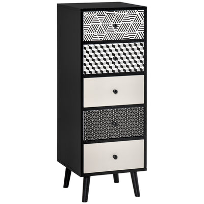 HOMCOM Chest of Drawers, 5 Drawer Dresser, Vertical Storage Organizer Unit for Bedroom, Living Room 