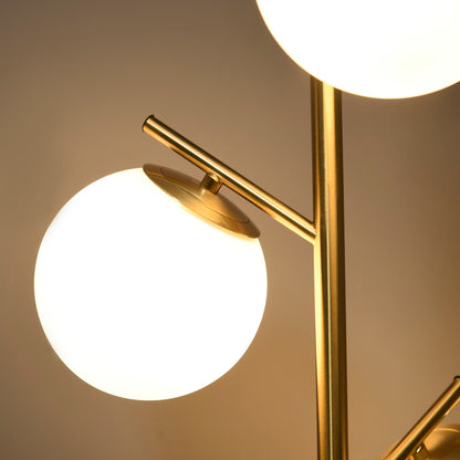 HOMCOM 3-Light Tree Floor Lamps for Living Room, Modern Standing Lamp for Bedroom with Globe Lampshade, Steel Base, Bulb not Included, Gold Tone 