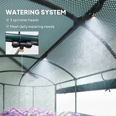Outsunny Galvanised Raised Garden Bed Kit with Self Watering System and Mesh Cover, Garden Boxes, 6x3Ft, Dark Grey and Green 