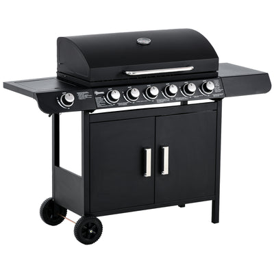 Outsunny Seven Burner Gas Grill, with Integrated Thermometer and Storage 