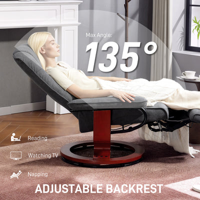 HOMCOM Reclining Swivel Chair, with Footrest - Grey 