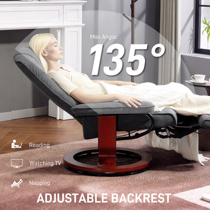 HOMCOM Reclining Swivel Chair, with Footrest - Grey