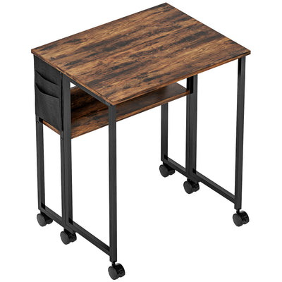HOMCOM 63 cm Drop Leaf Writing Work Desk - Rustic Brown 