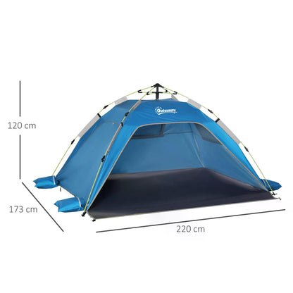Outsunny Beach Tent for 1-2 Person Pop-up Design with 2 Mesh Windows & 2 Doors Sky Blue 