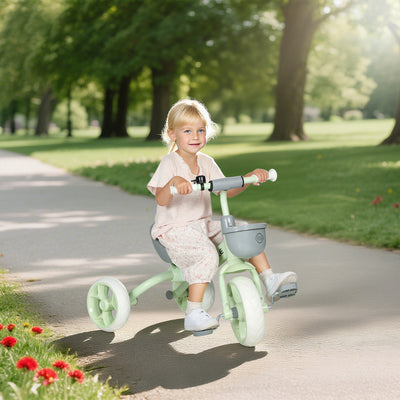 AIYAPLAY Kids Trike, Toddler Tricycle with Front Basket and EVA Wheels for Ages 2-5 Years, Indoor Outdoor for Boys Girls, Green 