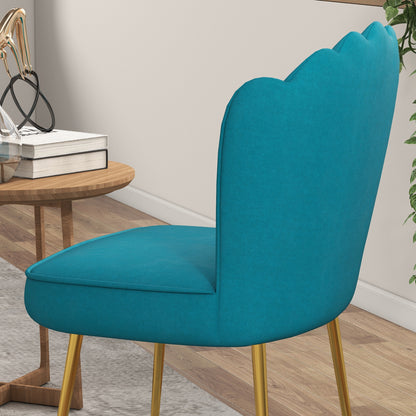 Set of 2 Velvet-Feel Shell Accent Chair - Blue