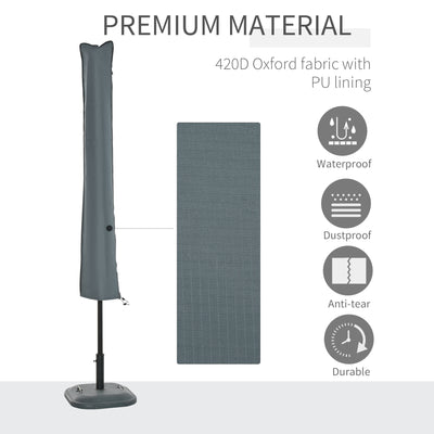 Outsunny Parasol Cover, Cantilever Umbrella Cover, Banana Umbrella Cover with Zipper for Outdoor Garden, Patio, Grey 