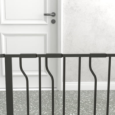 PawHut Extra Wide Dog Safety Gate, with Door Pressure, for Doorways, Hallways, Staircases - Black 