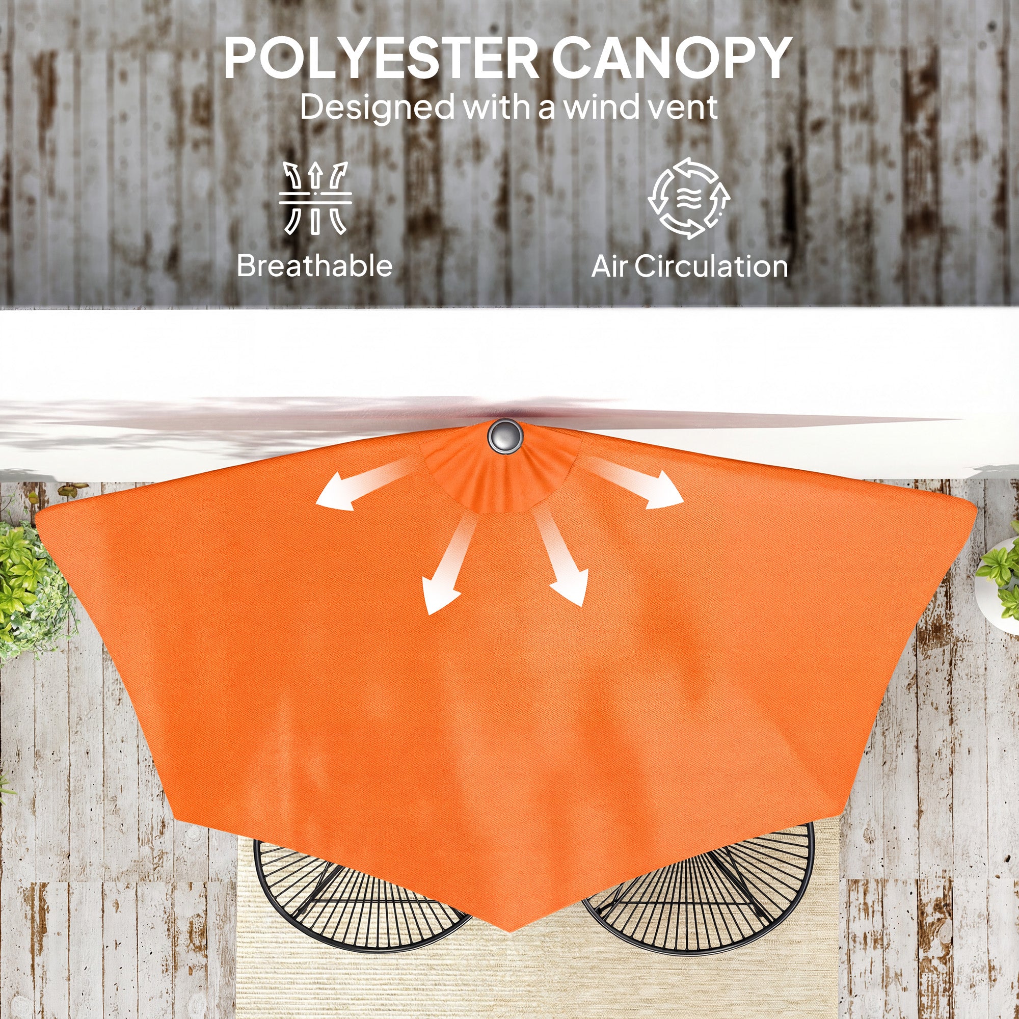 Outsunny Half Round Parasol Umbrella - Orange 