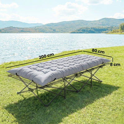 Outsunny Sleeping Mat, Foldable Camping Mattress Pad with Elastic Straps, Light Grey 
