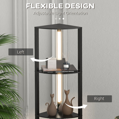 HOMCOM Corner Floor Lamp for Living Room Bedroom with Dimmable Warm White LED Light, Modern Tall Standing Lamp, Black 