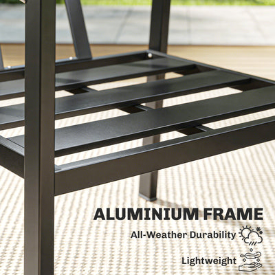 Outsunny Aluminium Garden Furniture Set, 4 Seater Outdoor Patio Furniture with Loveseat, 2 Armchairs, Slatted Table 