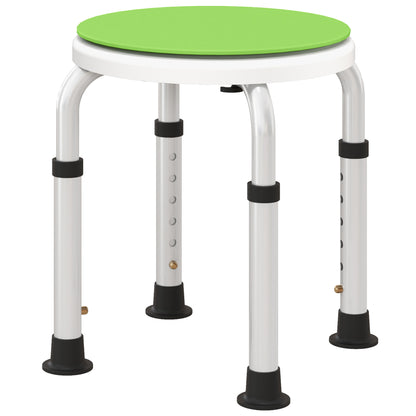 HOMCOM 360\'c2\'b0 Swivel Shower Chair, Height Adjustable Aluminium Shower Stool with Non-Slip Feet for Disabled, Elderly, Green