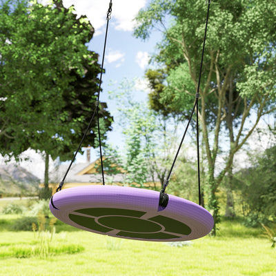 AIYAPLAY 100cm Diameter Nest Swing Seat for Kids with Height Adjustable Hanging Ropes for Outdoor, Playground, Garden, Purple 