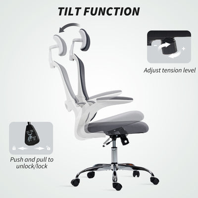 HOMCOM Mesh Back Office Chair, with Lumbar Support - Charcoal Grey
